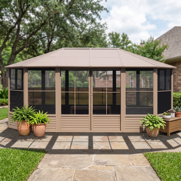 Florence 12x18 ft. Solarium–Metal Roof, Sand