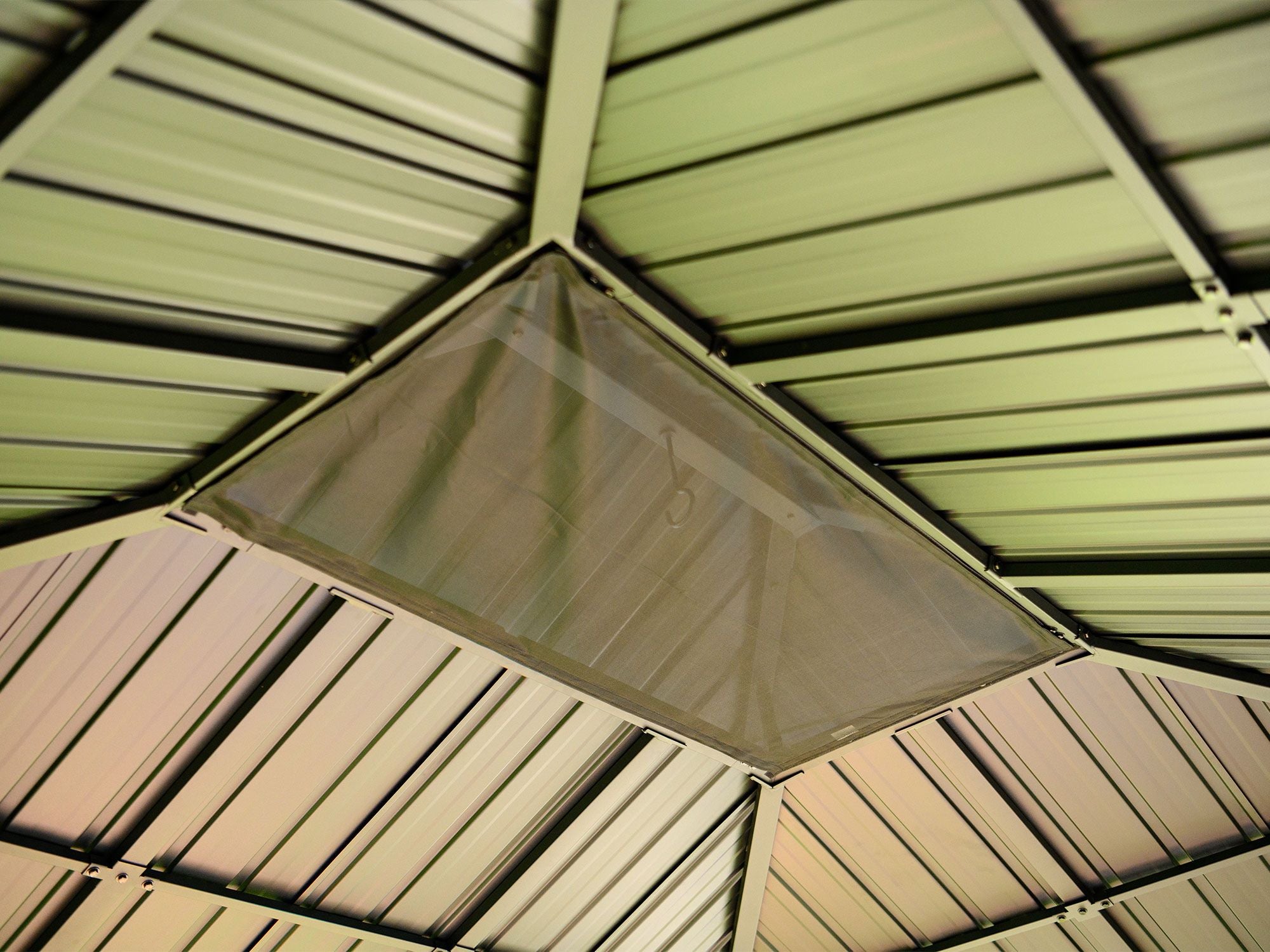 Yosemite 10x12 ft. Gazebo–Galvanized Double Roof, Aluminum Posts, Wood Finish