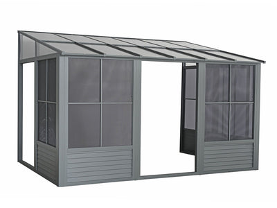 Florence 8x12 ft. Wall–Mounted Solarium, Polycarbonate Roof, Slate