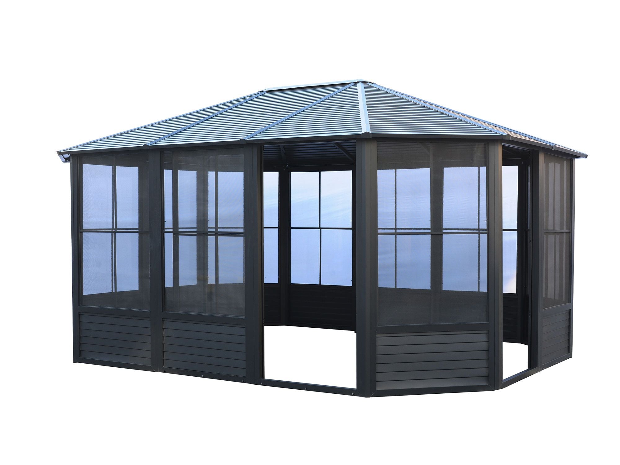 Florence 12x15 Solarium, Metal Roof–Black