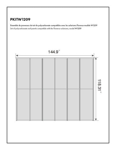 Florence Solarium Polycarbonate Roof Panel Set – Model W1209