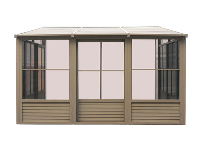Florence 10x12 ft. Wall–Mounted Solarium, Metal Roof, Sand