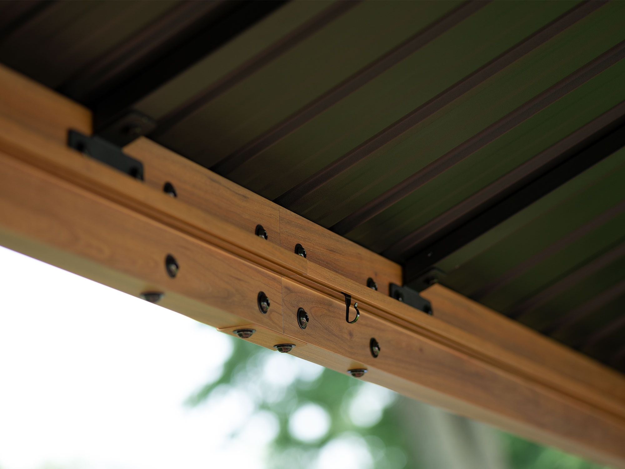Yosemite 10x10 ft. Gazebo– Galvanized Double Roof, Aluminum Posts, Wood Finish
