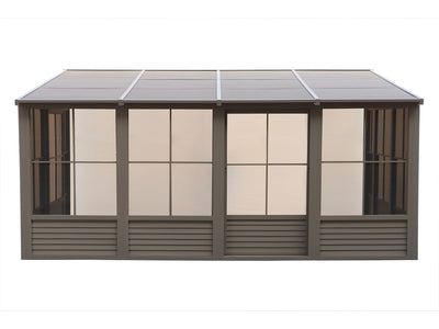 Florence 8x16 ft. Wall–Mounted Solarium, Metal Roof, Sand