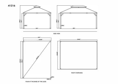 Yosemite 12x16 ft. Gazebo– Double Roof, Aluminum Frame, Wood Finish
