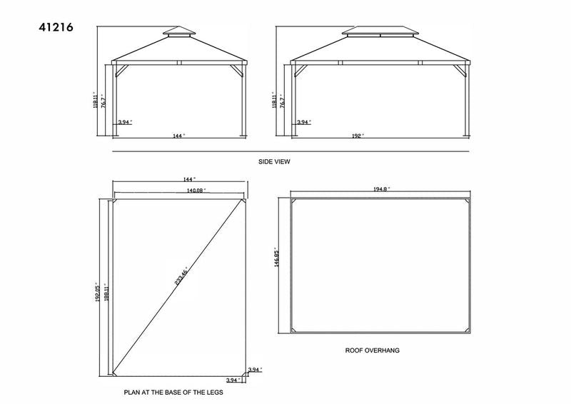 Yosemite 12x16 ft. Gazebo– Double Roof, Aluminum Frame, Wood Finish