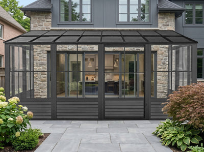 Solarium mural Florence 3x4,8 m, toit en polycarbonate – Noir