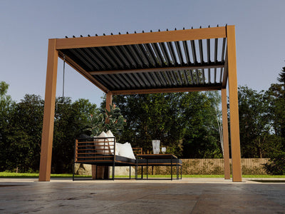 Vikos 10x10 ft. Free Standing Aluminum Pergola–Wood Finish