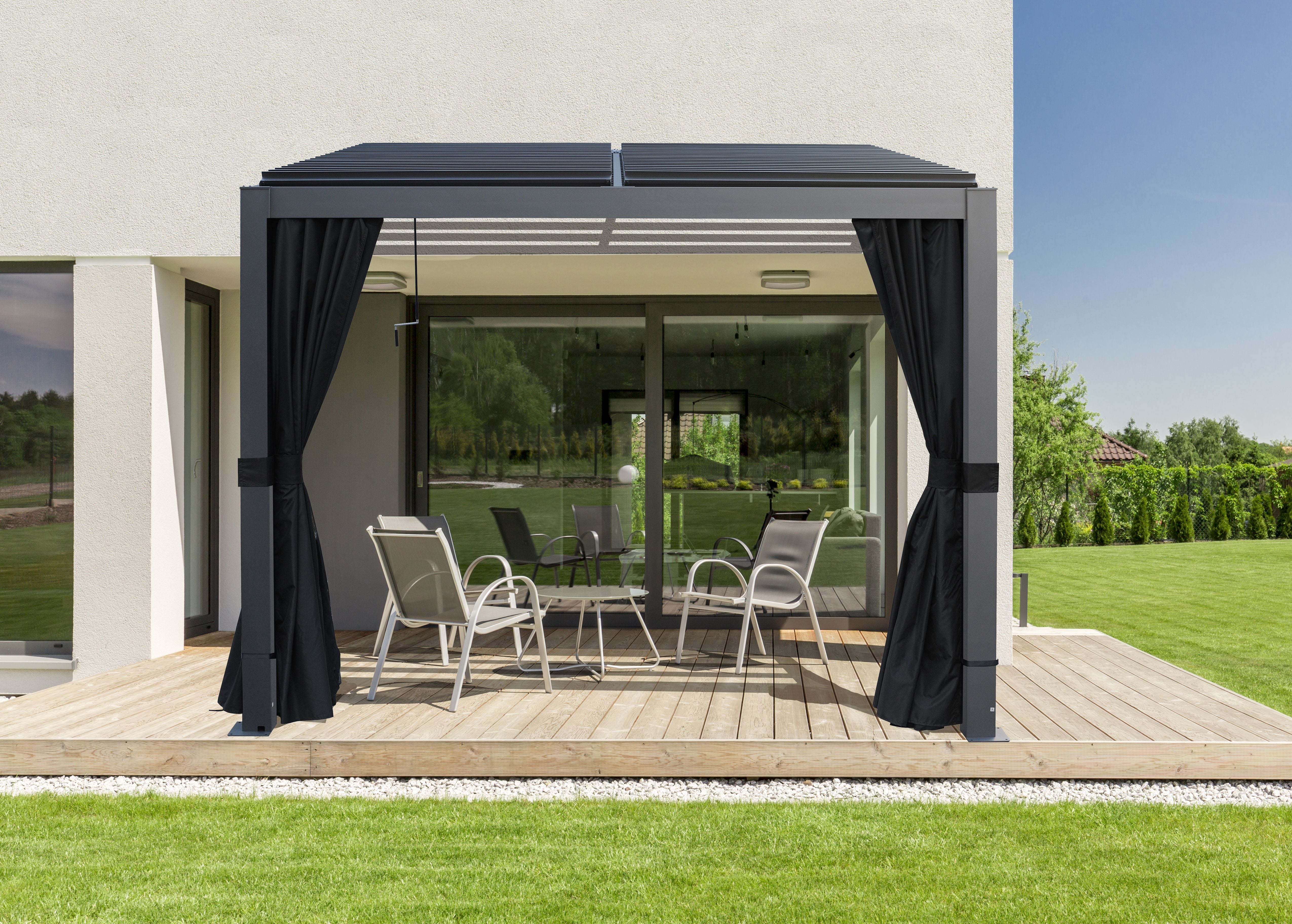 Nikko 10 x10 Aluminum Wall Mounted Pergola