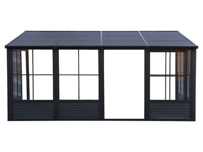 Florence 8x16 ft. Wall–Mounted Solarium, Metal Roof–Black