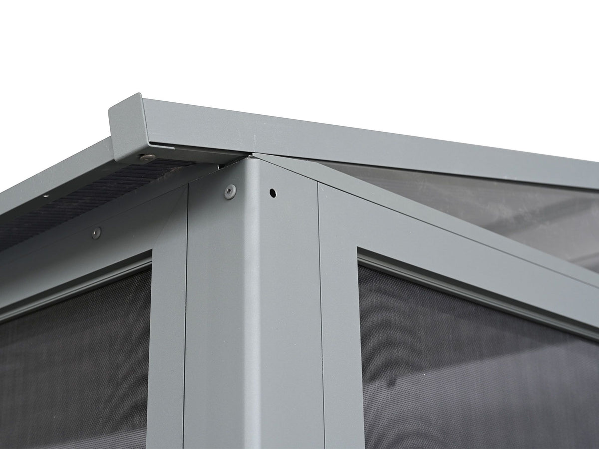 Florence 8x12 ft. Wall–Mounted Solarium, Polycarbonate Roof, Slate