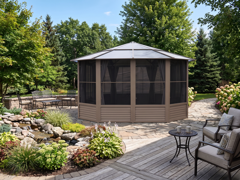 Florence 12x18 ft. Solarium–Polycarbonate Roof, Sand