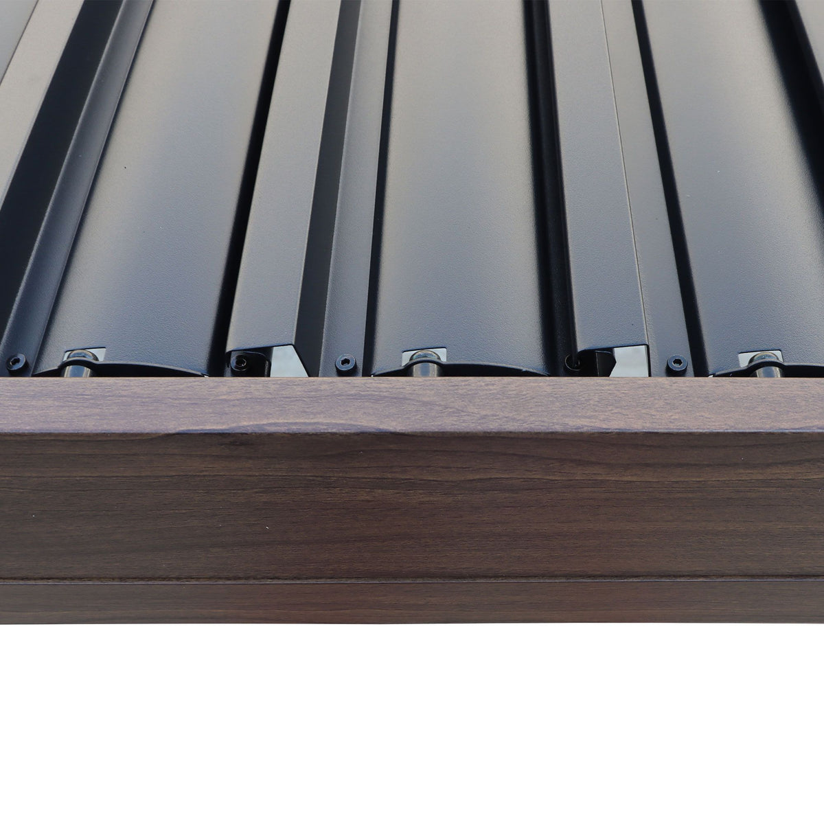 Kaslo 08 x08 Aluminum stand alone Pergola Wood finish  - With Alum Tracks