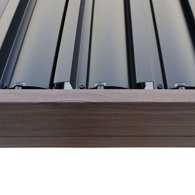 Kaslo 08 x08 Aluminum stand alone Pergola Wood finish  - With Alum Tracks