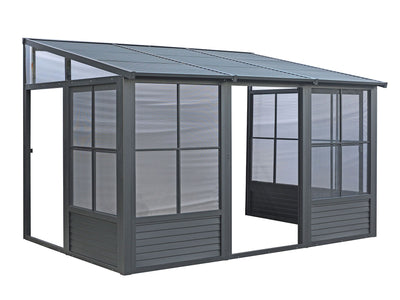 Florence 10x12 ft. Wall–Mounted Solarium, Metal Roof–Black