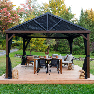 Yamaska 12x20 barn style gazebo, aluminum posts wood finish