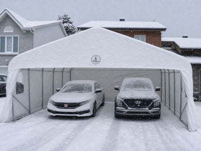 Deluxe Double Car Shelter 20 ft. x 20 ft.– White