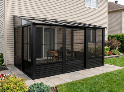 Florence 8x12 ft. Wall-Mounted Solarium,  Polycarbonate Roof–Black