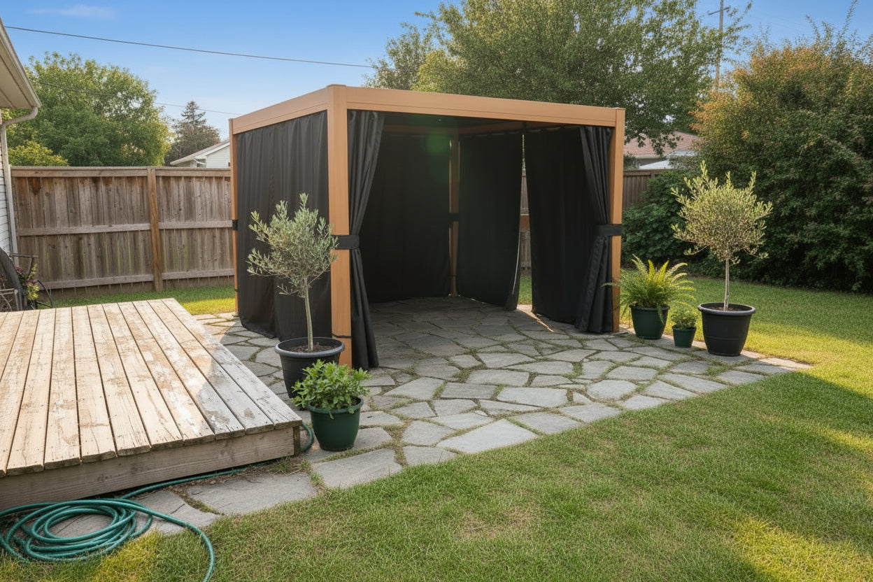 Black Curtains For Freestanding Pergola 10x10 ft.