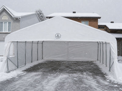 Deluxe Double Car Shelter 18 ft. x 20 ft.–White