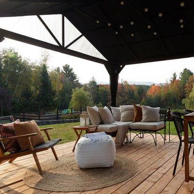 Yamaska 12x14 barn style gazebo, aluminum posts wood finish