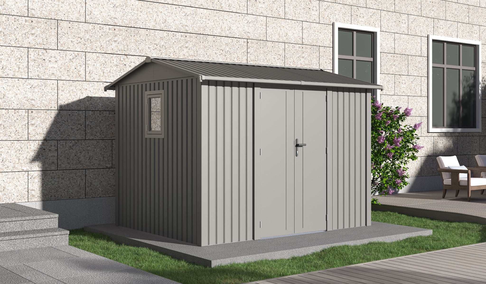 Willow 9.7x7.9 ft. Metal Shed-Slate