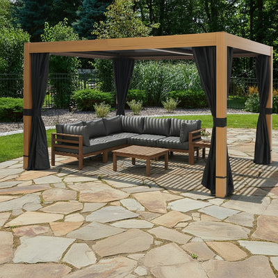 Black Curtains For Freestanding Pergola 10x13 ft.
